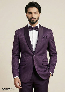 Plum Purple Premium Jacquard Blazer