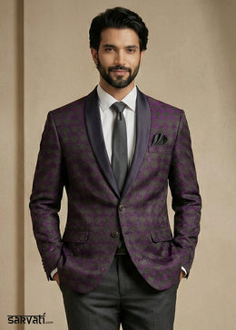 Tones Of Purple Premium Jacquard Blazer