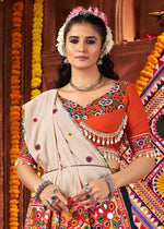 Prussian Blue Lehenga Choli with Kutchi Mirror and Thread Detailing