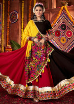 Red & Black Lehenga with Kutchi Mirror and Thread Detailing Choli