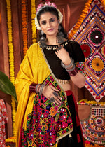 Red & Black Lehenga with Kutchi Mirror and Thread Detailing Choli