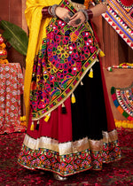 Red & Black Lehenga with Kutchi Mirror and Thread Detailing Choli