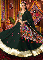 Sacramento Green Lehenga Choli with Kutchi Mirror and Thread Detailing