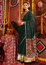 Sacramento Green Lehenga Choli with Kutchi Mirror and Thread Detailing