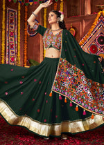 Sacramento Green Lehenga Choli with Kutchi Mirror and Thread Detailing