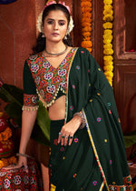 Sacramento Green Lehenga Choli with Kutchi Mirror and Thread Detailing