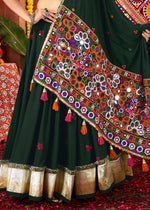 Sacramento Green Lehenga Choli with Kutchi Mirror and Thread Detailing