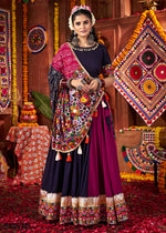Shades Of Purple Lehenga with Kutchi Mirror and Thread Detailing Choli