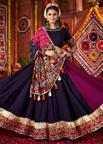 Shades Of Purple Lehenga with Kutchi Mirror and Thread Detailing Choli