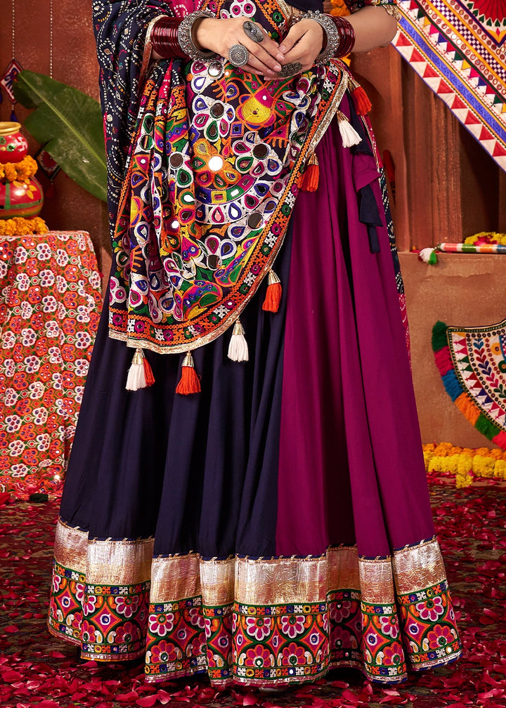 Shades Of Purple Lehenga with Kutchi Mirror and Thread Detailing Choli