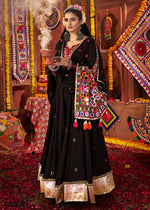 Onyx Black Lehenga Choli with Kutchi Mirror and Thread Detailing