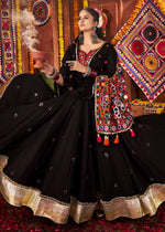 Onyx Black Lehenga Choli with Kutchi Mirror and Thread Detailing