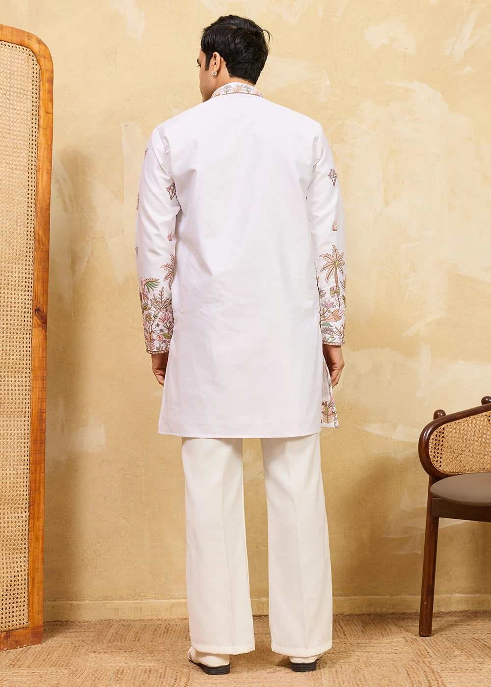 Lace Pink Viscose Silk Kurta with Multi-Thread Embroidery