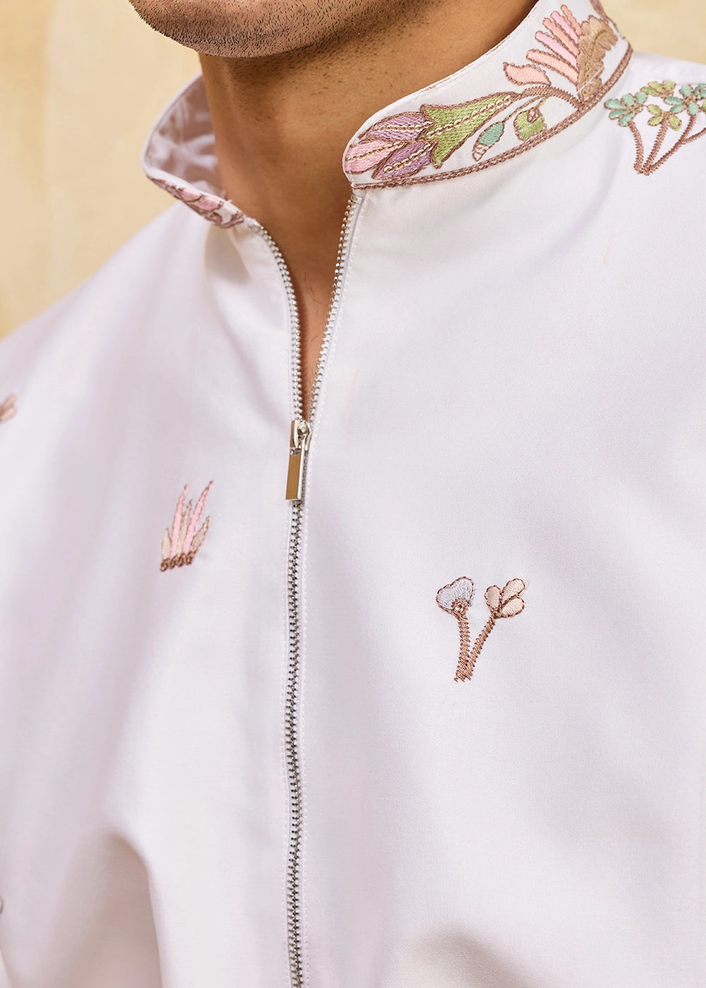 Lace Pink Viscose Silk Kurta with Multi-Thread Embroidery