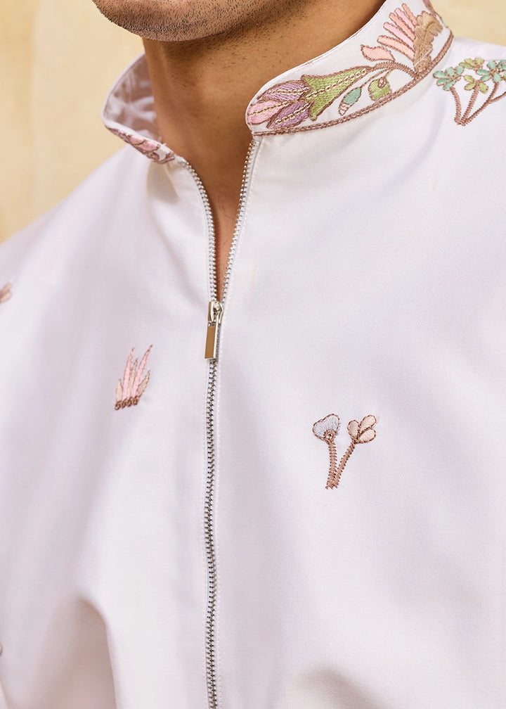 Lace Pink Viscose Silk Kurta with Multi-Thread Embroidery