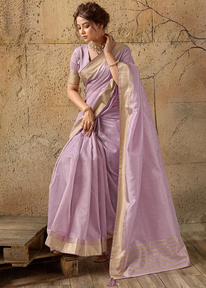 Light Purple Tissue Linen Saree with Luminous Metallic Sheen