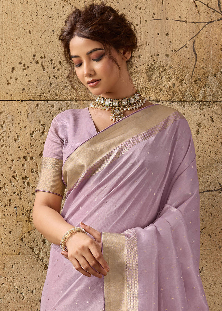 Light Purple Tissue Linen Saree with Luminous Metallic Sheen