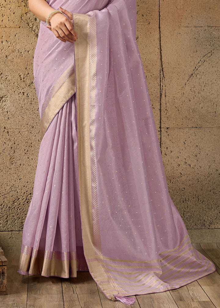 Light Purple Tissue Linen Saree with Luminous Metallic Sheen