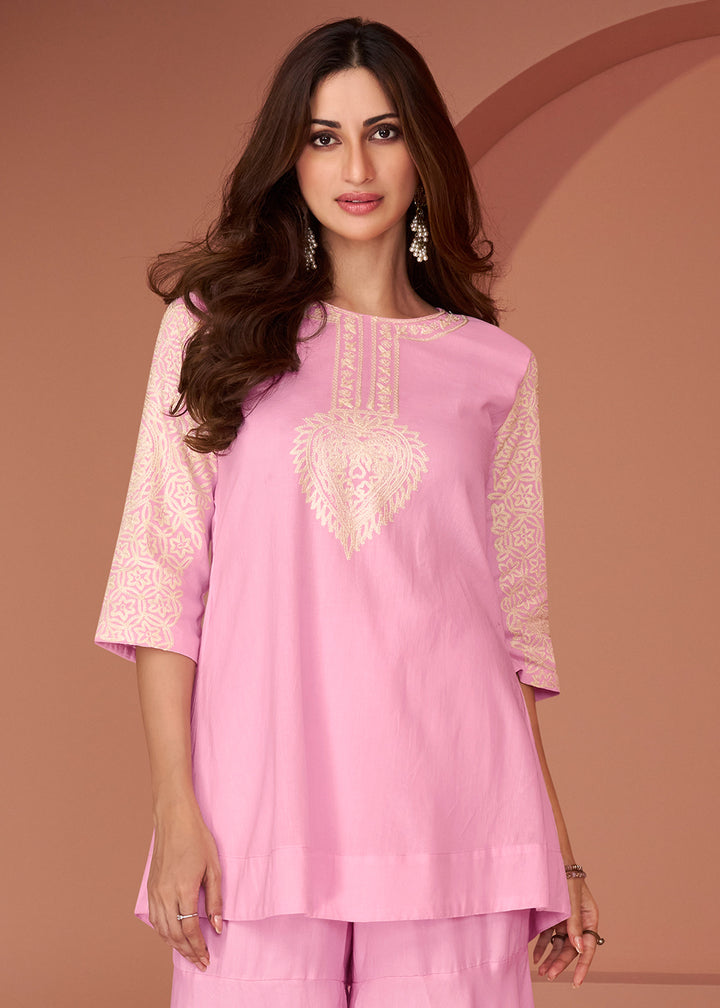 Bubblegum Pink Georgette Designer Sharara Suit