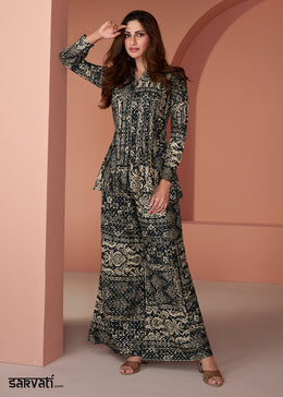 Onyx Black Georgette Designer Palazzo Set