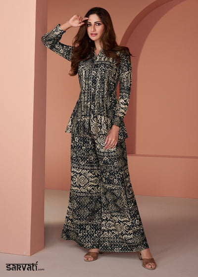 Onyx Black Georgette Designer Palazzo Set