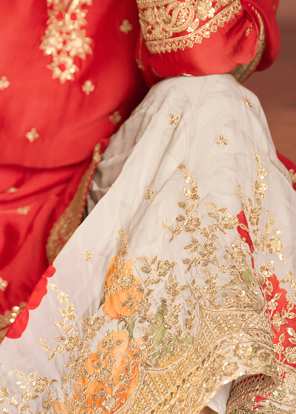 Imperial Red Chinon Silk Sharara Suit