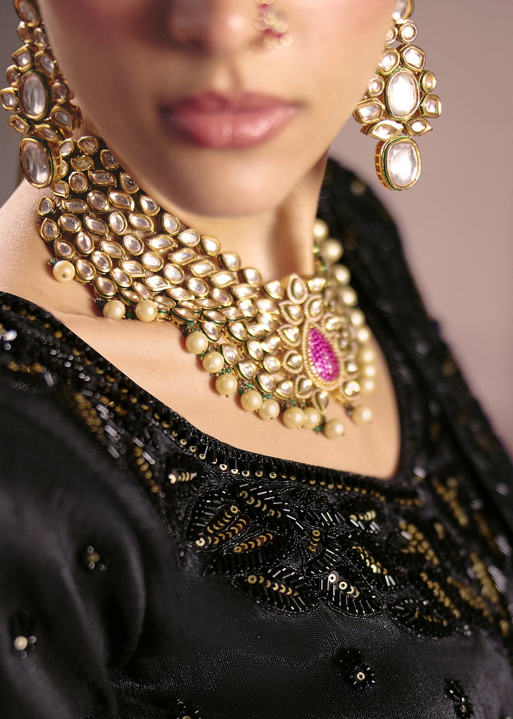 Midnight Black Viscose Tissue Saree with Intricate Zari & Bead Embroidery