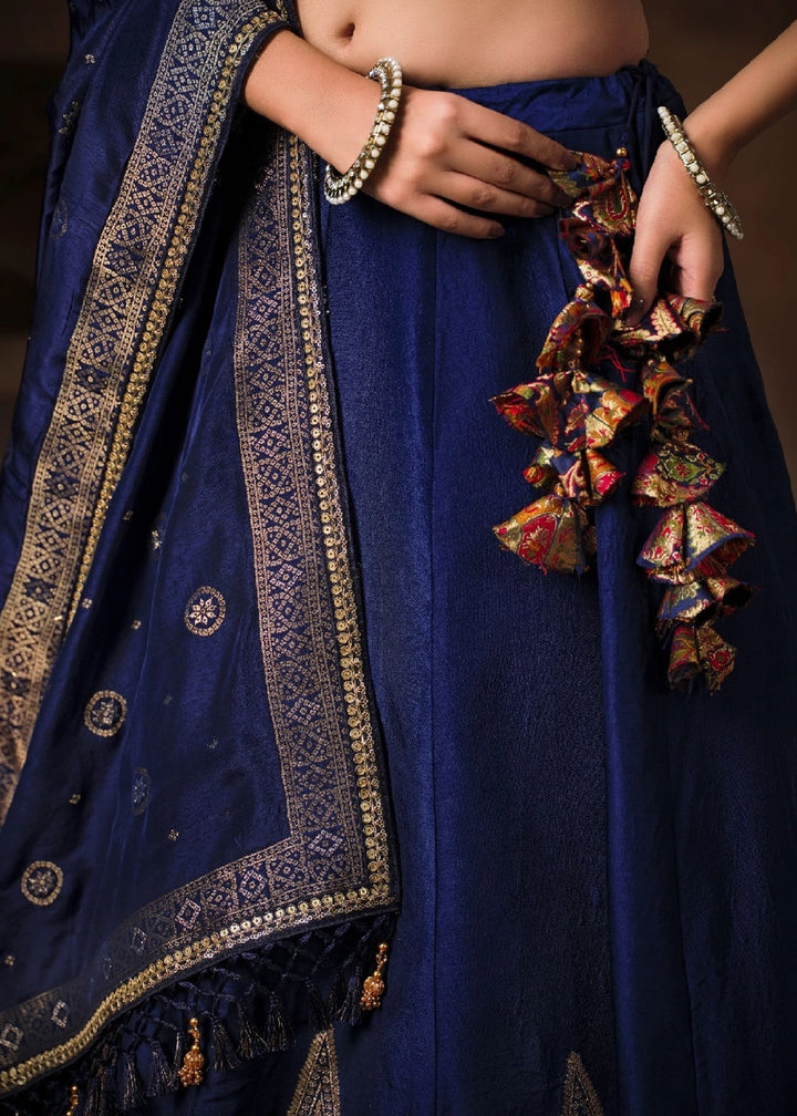 Royal Blue Banarasi Kinkhab & Dola Silk Lehenga with Embroidery Work