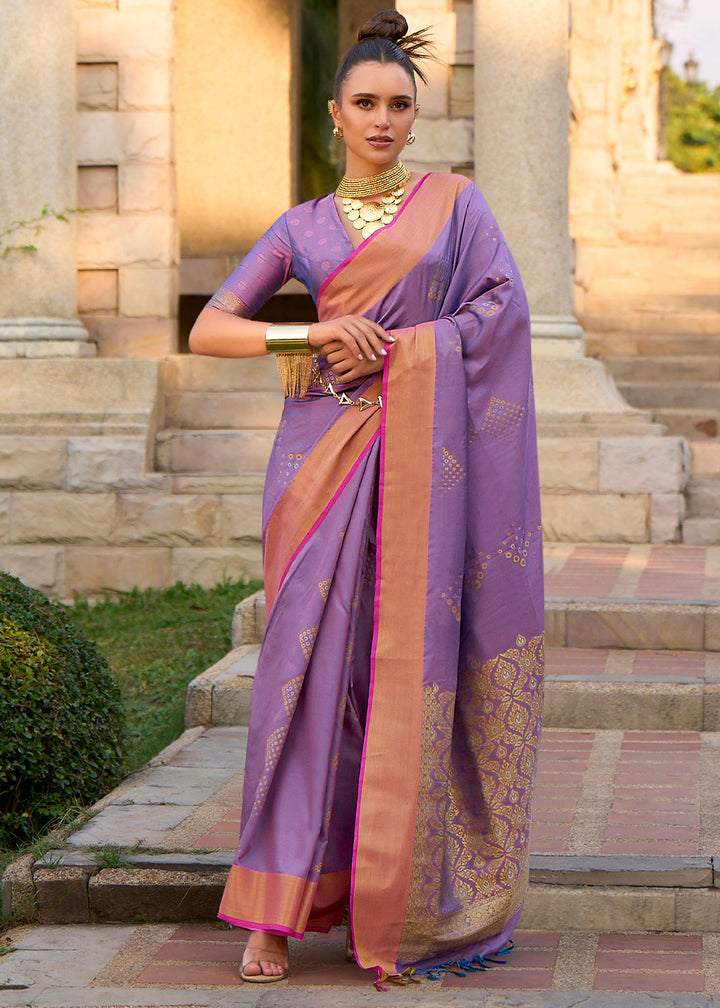 Amethyst Purple Handloom Satin Silk Saree - Woven to Perfection