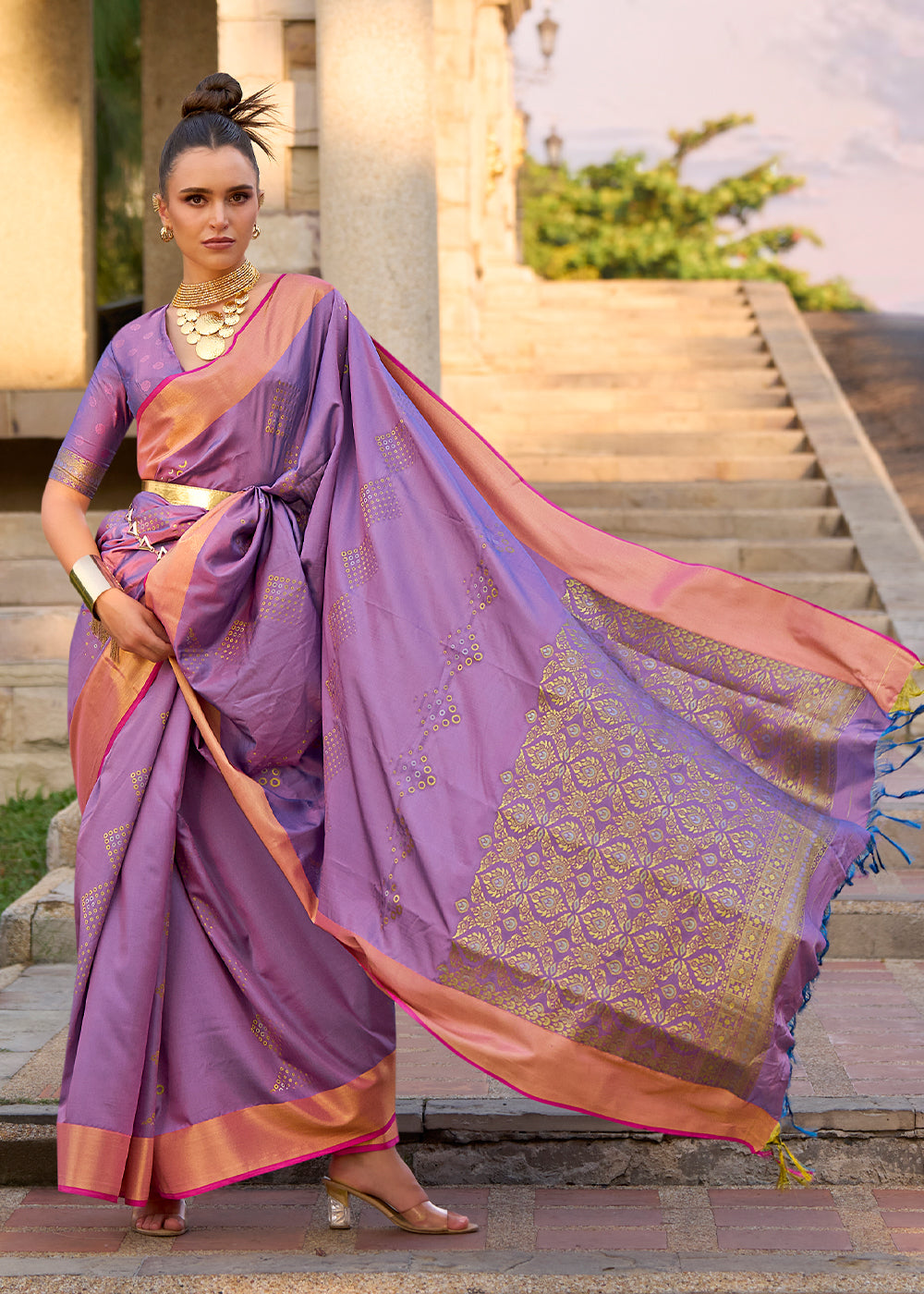 Amethyst Purple Handloom Satin Silk Saree - Woven to Perfection