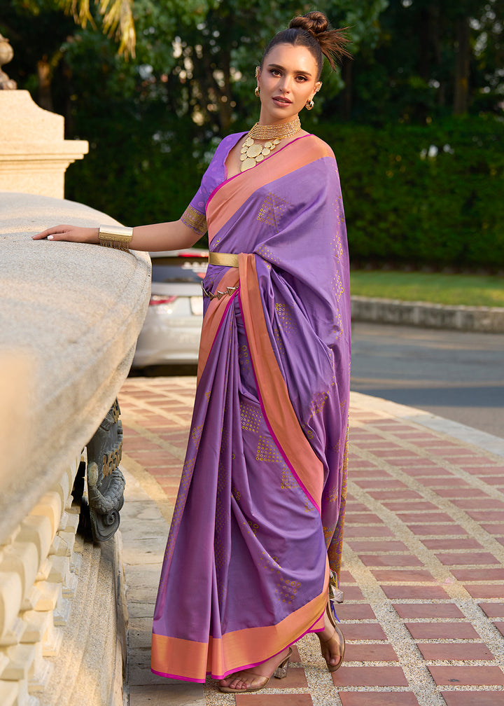 Amethyst Purple Handloom Satin Silk Saree - Woven to Perfection