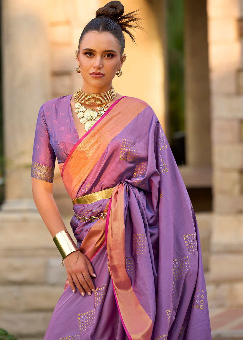 Amethyst Purple Handloom Satin Silk Saree - Woven to Perfection