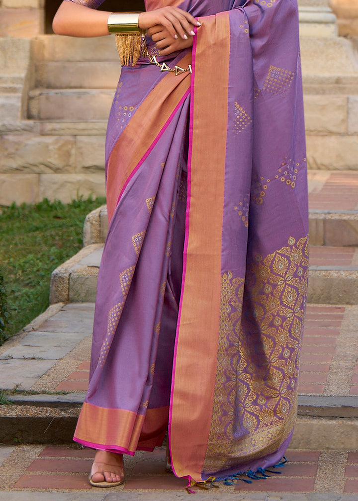 Amethyst Purple Handloom Satin Silk Saree - Woven to Perfection