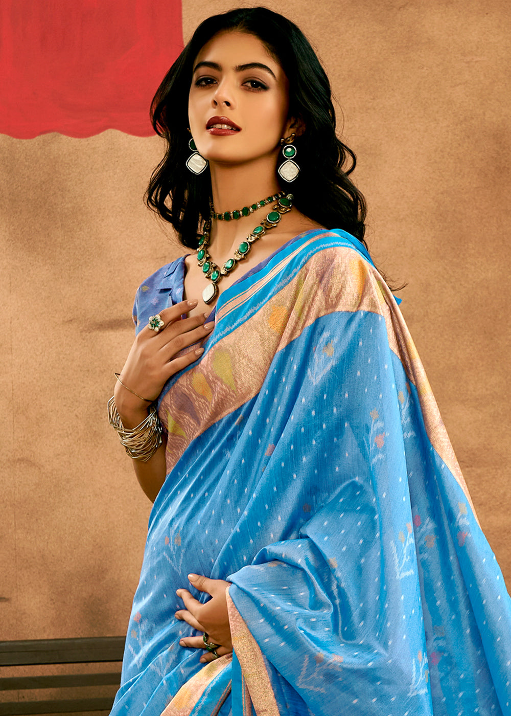 Shades Of Blue Patola Silk Saree with Intricate Design