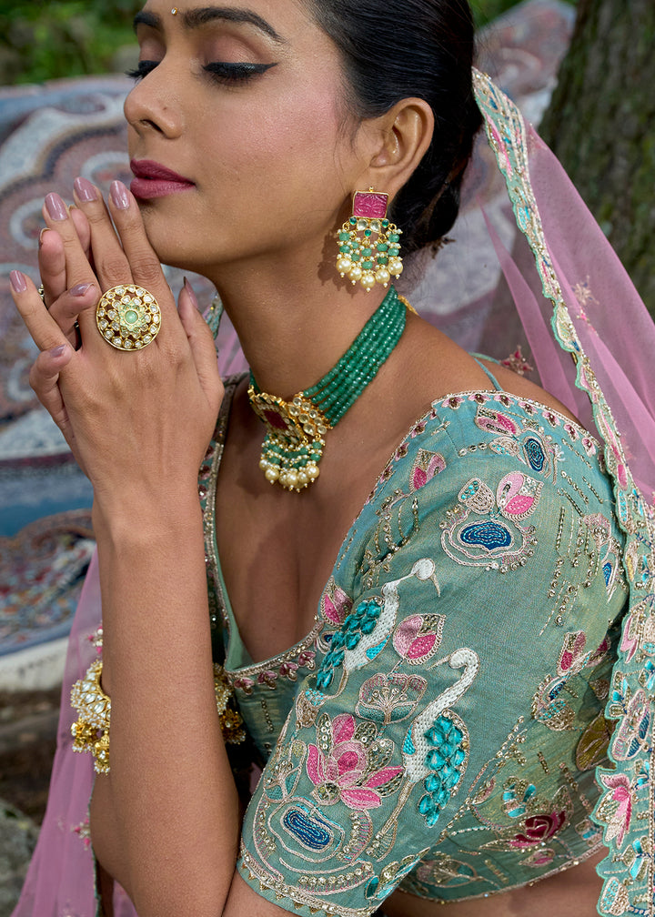 Ultramarine Blue Tissue Silk Lehenga Choli with Embroidery, Zari & Stone Work