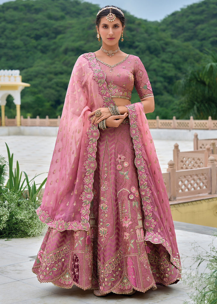 Shades Of Purple Viscose Silk Lehenga Choli with Stunning Floral Embroidery & Sequins Design