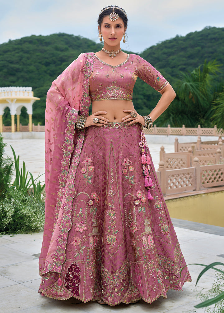 Shades Of Purple Viscose Silk Lehenga Choli with Stunning Floral Embroidery & Sequins Design