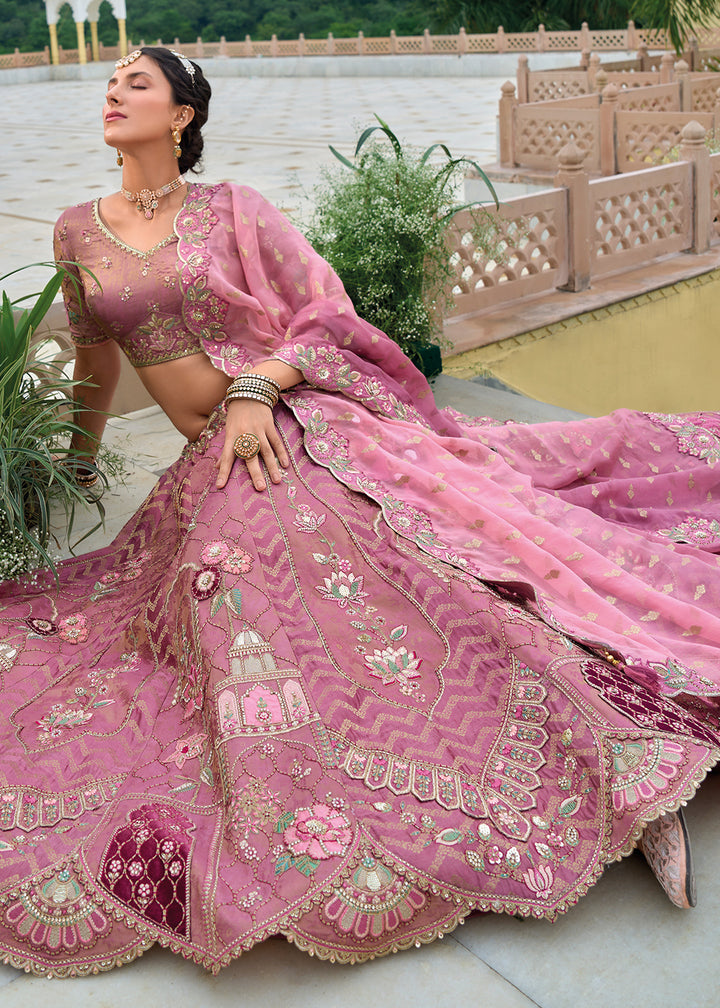 Shades Of Purple Viscose Silk Lehenga Choli with Stunning Floral Embroidery & Sequins Design