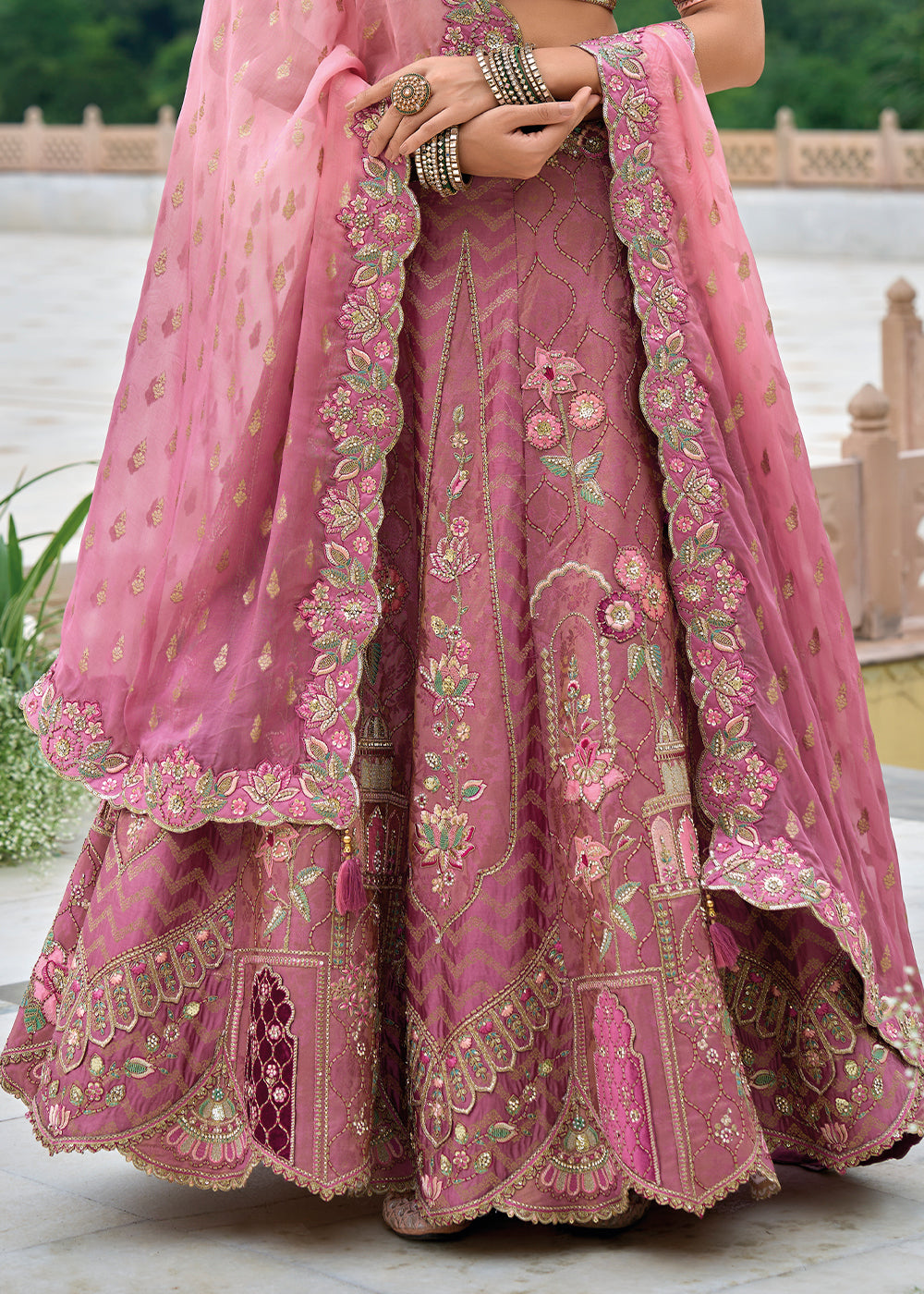 Shades Of Purple Viscose Silk Lehenga Choli with Stunning Floral Embroidery & Sequins Design