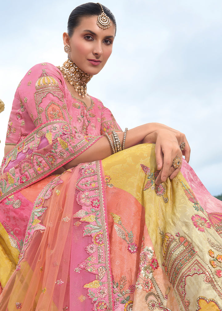 Taffy Pink Banarasi Silk Lehenga with Heavy Khatli & Embroidery Work