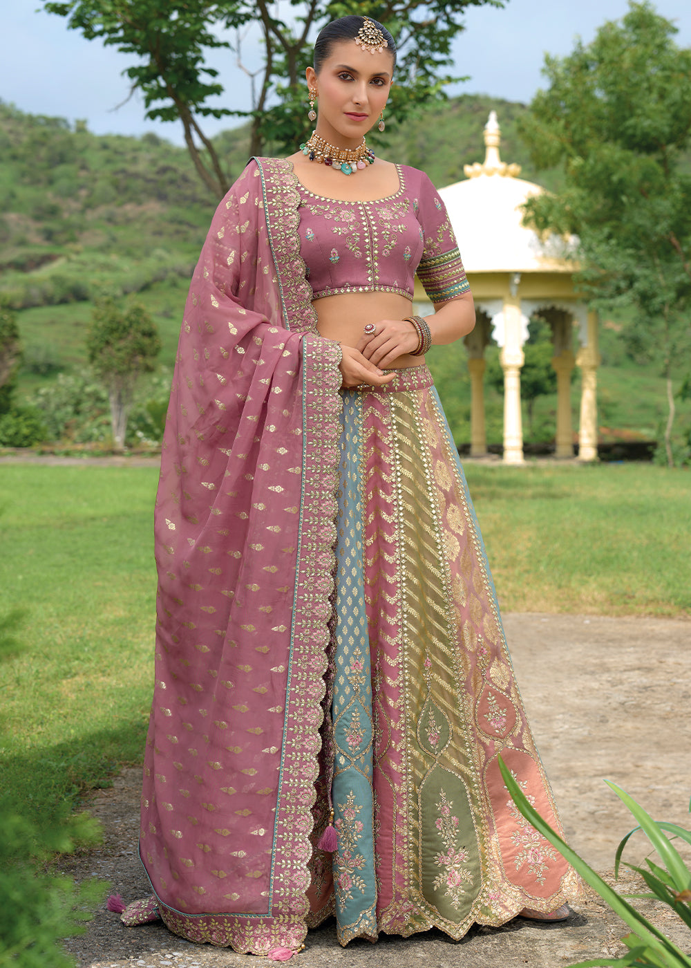 Wildberry Purple Banarasi Silk Lehenga with Heavy Khatli & Embroidery Work