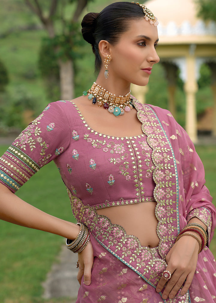 Wildberry Purple Banarasi Silk Lehenga with Heavy Khatli & Embroidery Work