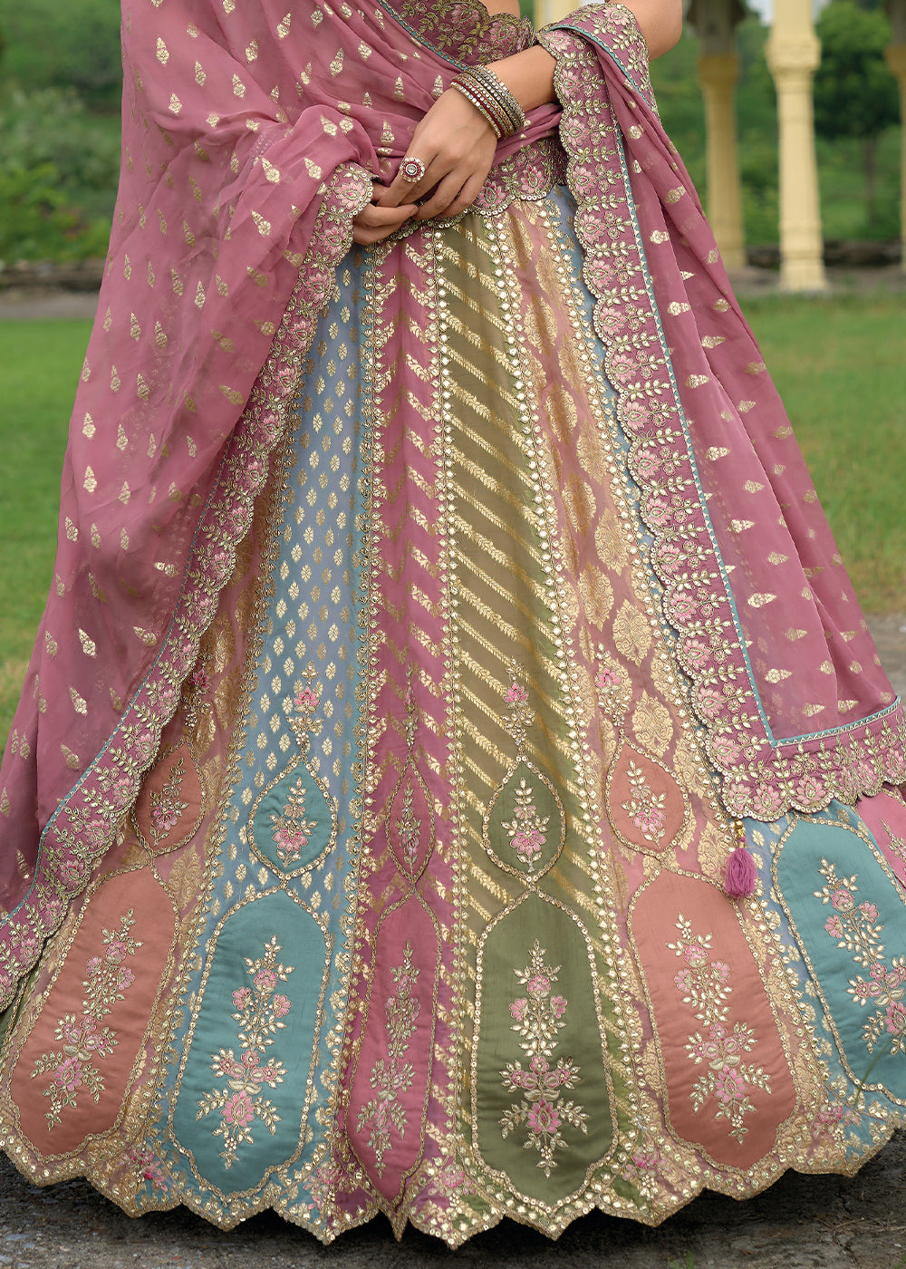 Wildberry Purple Banarasi Silk Lehenga with Heavy Khatli & Embroidery Work