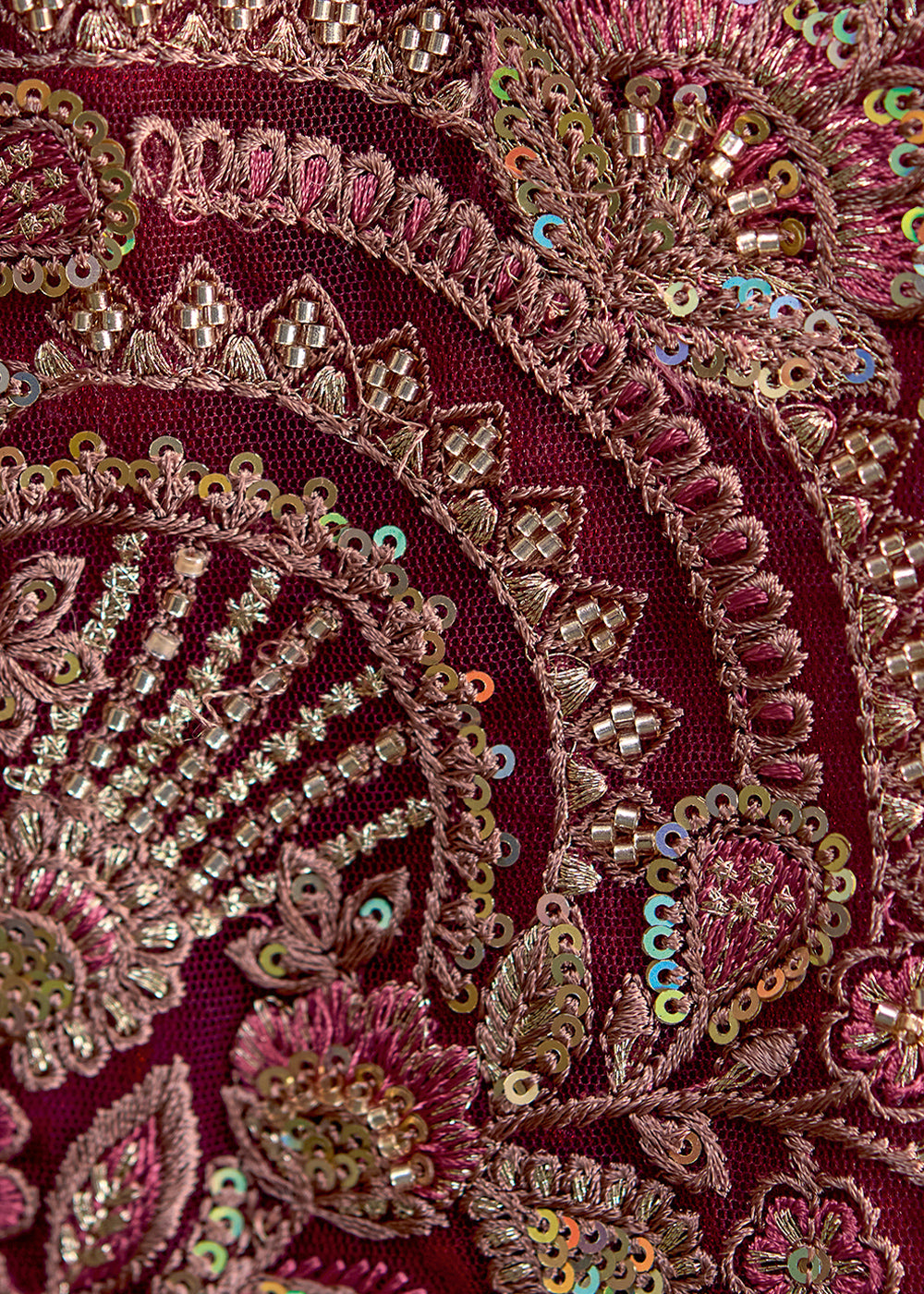 Wine Tissue Satin Silk Saree with Floral Motifs Zari Embroidered with Contrast Designer Blouse