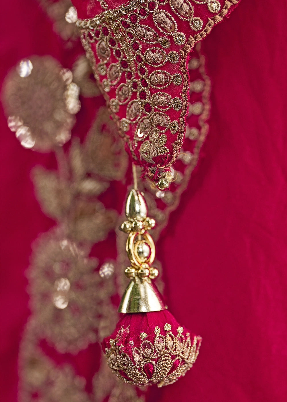 Cerise Pink Georgette Saree with Thread & Sequin Work