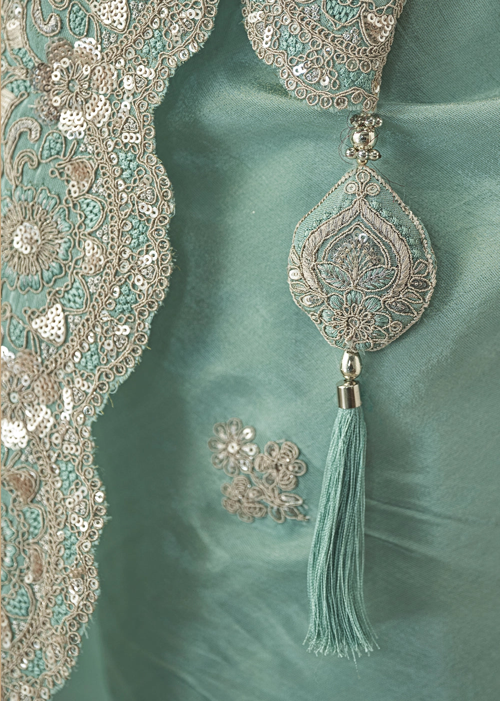 Light Blue Viscose Georgette Silk Saree with Thread & Sequin Work