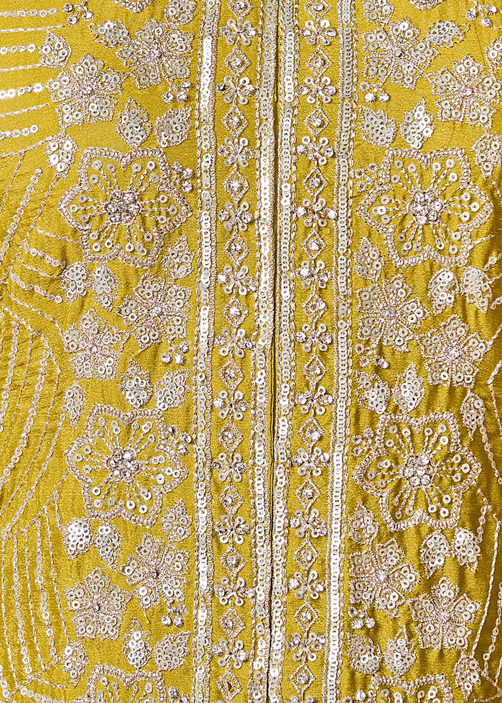 Canary Yellow Chinon Silk Sharara Set with Sequin and Embroidery Detailing