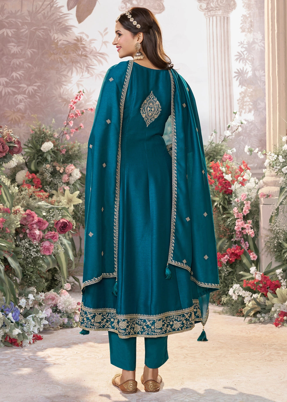 Star Command Blue Silk Kurta Suit Set with Fine Embroidery Detailing