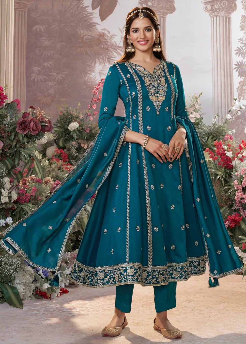 Star Command Blue Silk Kurta Suit Set with Fine Embroidery Detailing