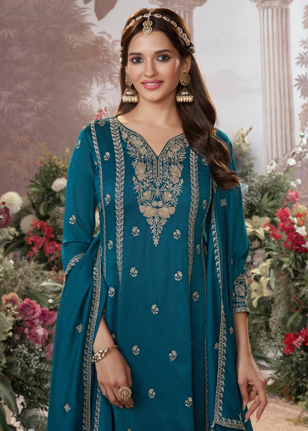 Star Command Blue Silk Kurta Suit Set with Fine Embroidery Detailing